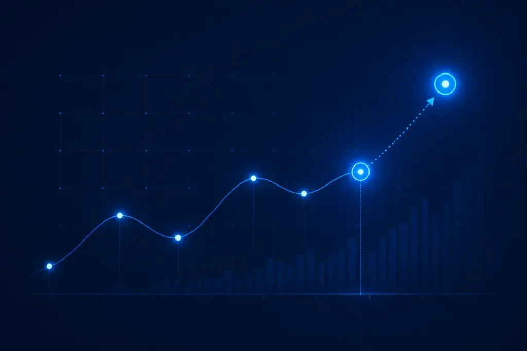 Abstract analytics chart and decision path