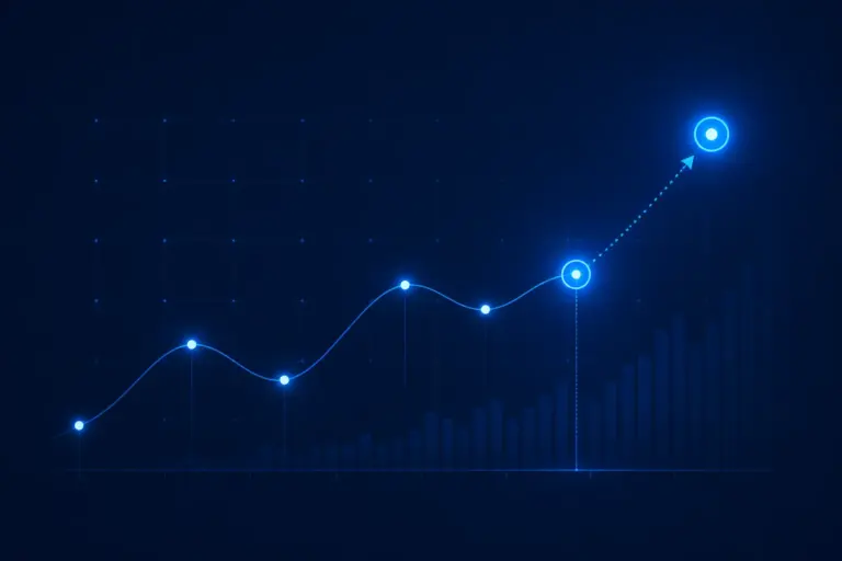 Abstract analytics chart and decision path