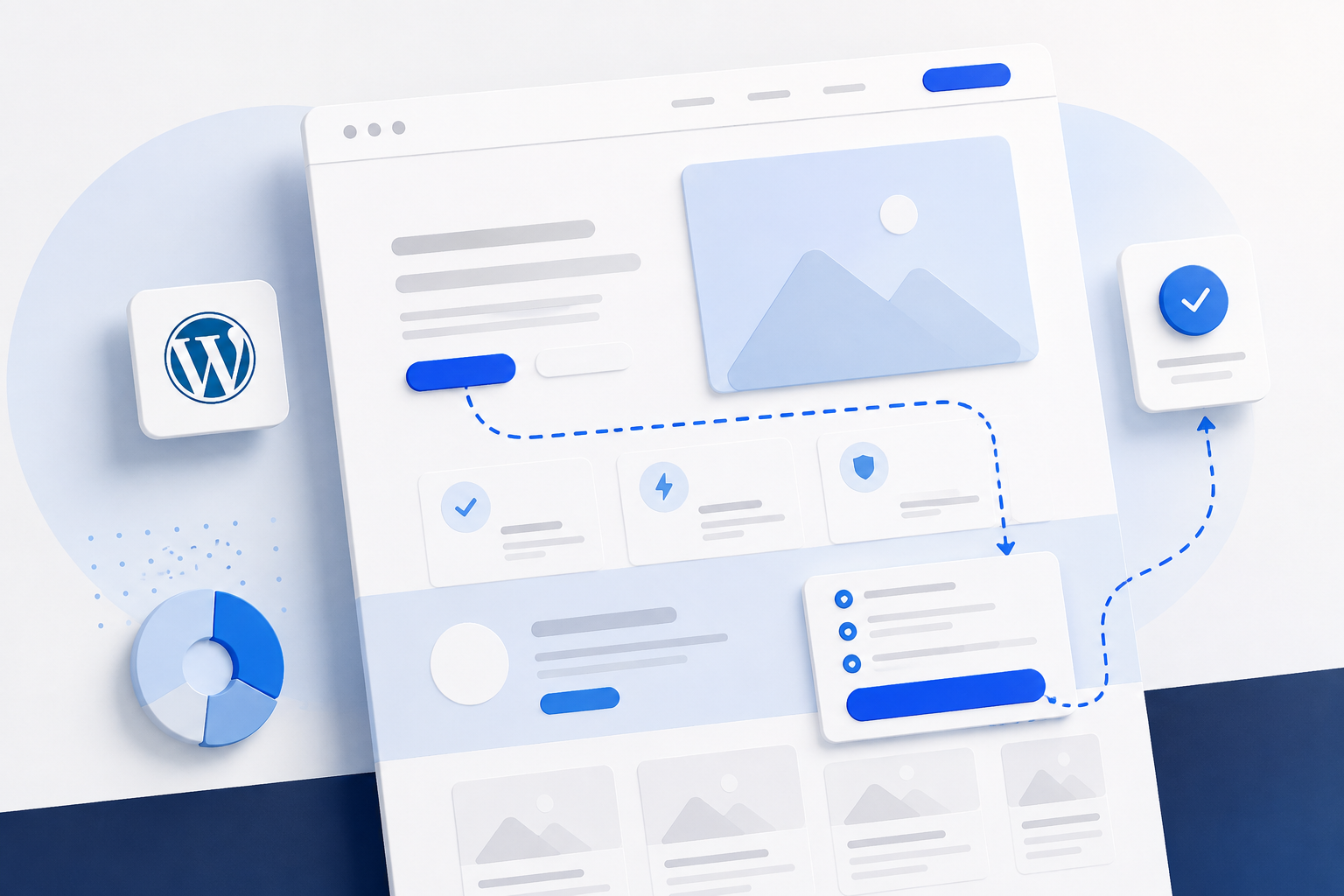Abstract WordPress landing page layout and conversion path